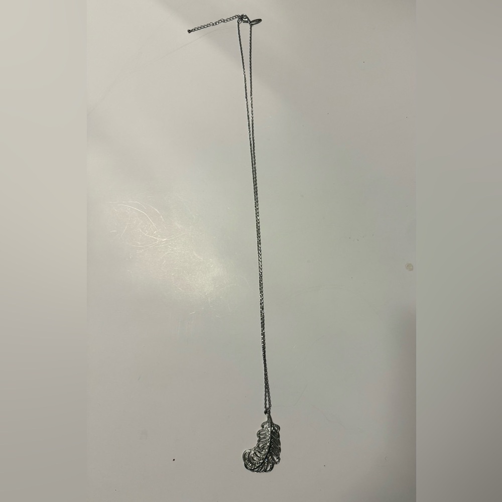 New York & Company Silver Leaf Pendant Necklace